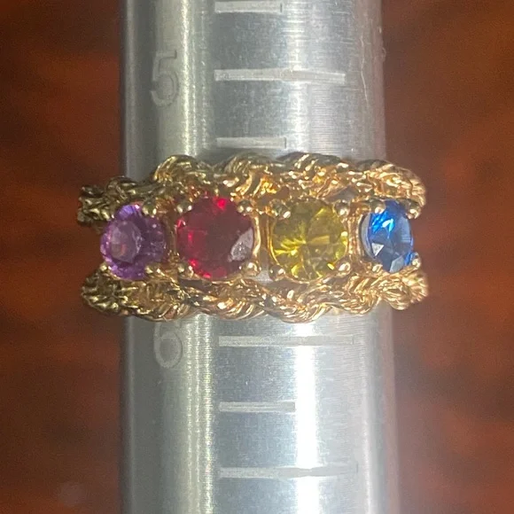 Beautiful 14k multi colored sapphire ring! Size 5 3/4 - Picture 5 of 7